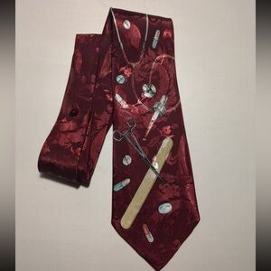 Medical Profession Necktie Doctors Necktie Med Student Burgundy Necktie p6